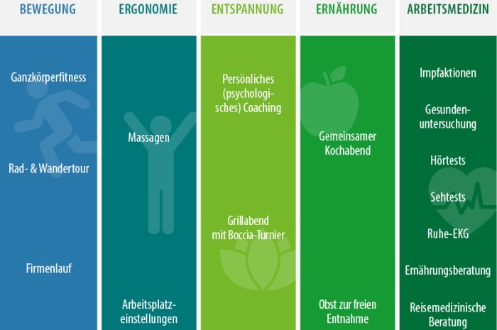 Ein Diagramm, das die verschiedenen Phasen eines gesunden Lebensstils zeigt.